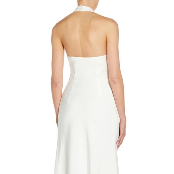 Aidan Mattox White Halter Neck Bias Cocktail Midi Dress - Picture 3 of 8